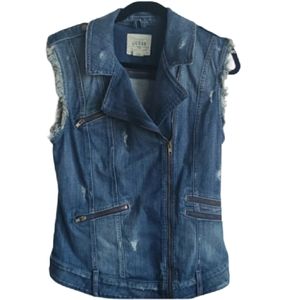 Guess Moto Jean Jacket Vest - distressed - small
